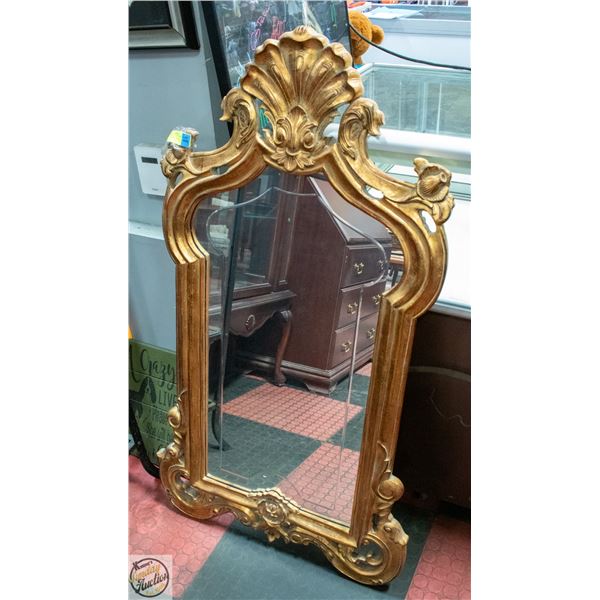 VINTAGE GOLDTONED MIRROR W/FOAM FABRICATED ACCENTS