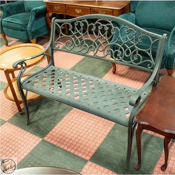 METAL OUTDOOR MODERN PATIO BENCH LOVE SEAT