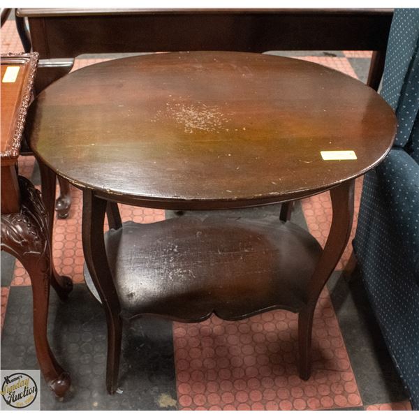 VINTAGE BROWN DISPLAY TABLE 28"X30"