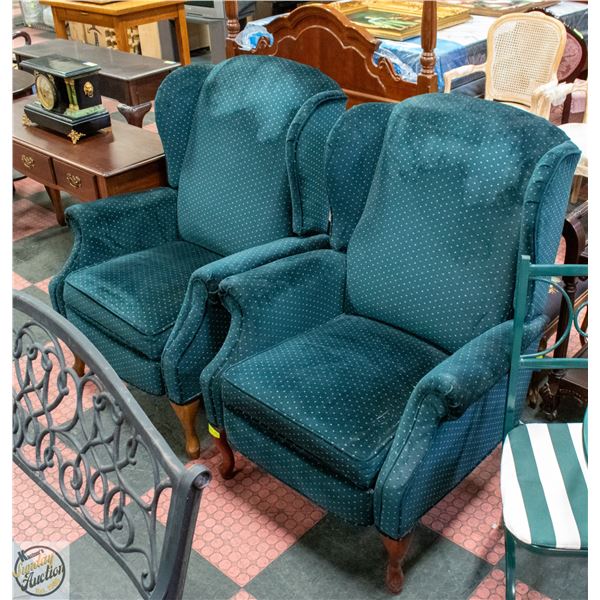 2 BLACK WING BACK CHAIRS