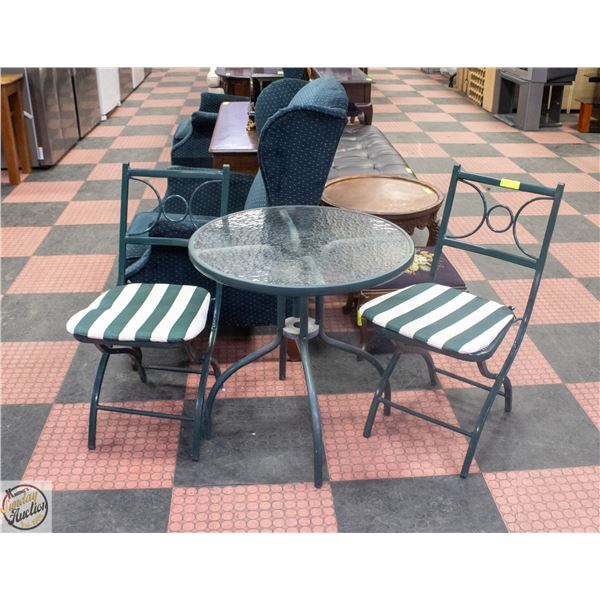 METAL BISTRO PATIO SET OF 3- TABLE & 2 CHAIRS