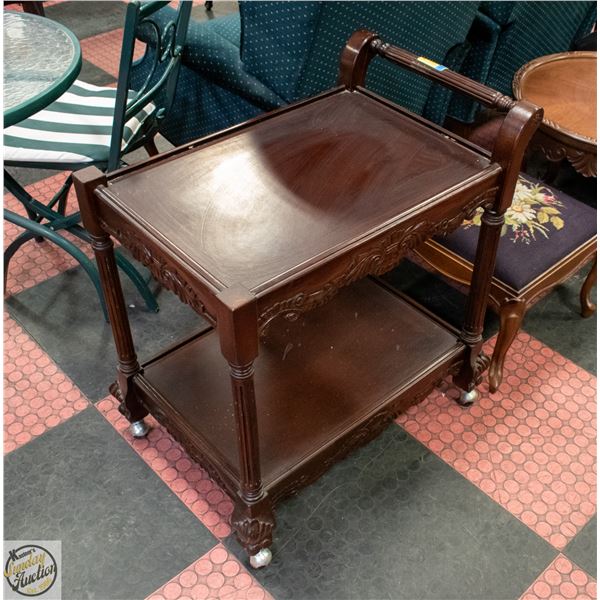 VINTAGE WOODEN BAR COCKTAIL TROLLEY