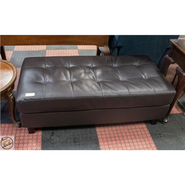 LARGE LEATHER OTTOMAN 50 X 24