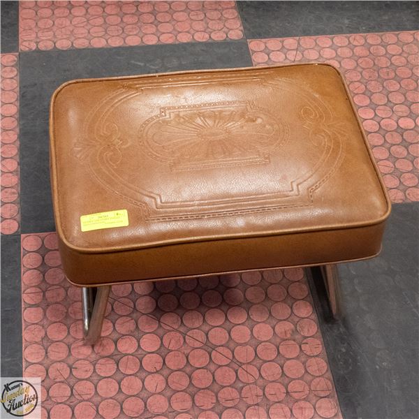 VINTAGE ADJUSTABLE TOOLED VINYL FOOTSTOOL