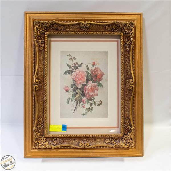 ORNATE FRAMED FLOWER PRINT