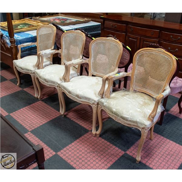 4 ORNATE WHITE VICTORIAN STYLE PARLOR CHAIRS