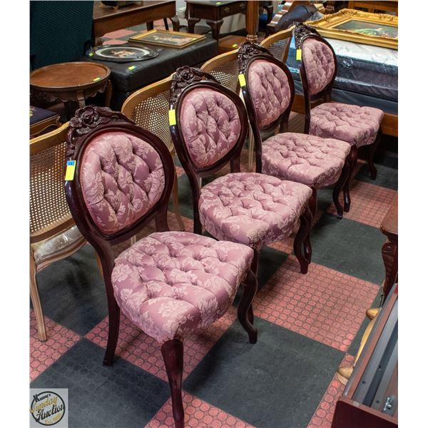 VINTAGE VICTORIAN STYLE CHAIRS TUFTED PINK ACCENT
