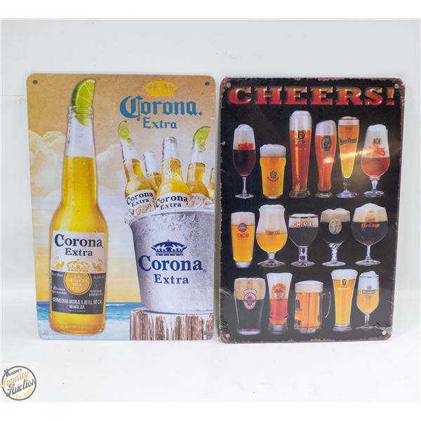 2 NEW BEER METAL WALL SIGNS 8" X 12" EACH