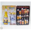 Image 1 : 2 NEW BEER METAL WALL SIGNS 8" X 12" EACH