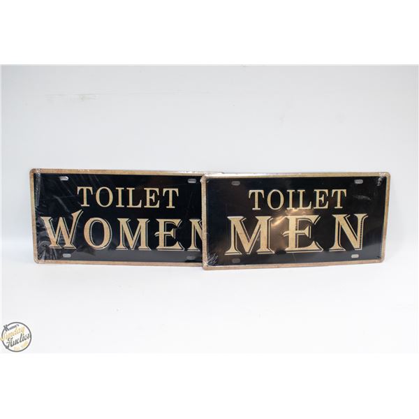 2 NEW METAL WALL SIGNS FOR MENS/WOMENS