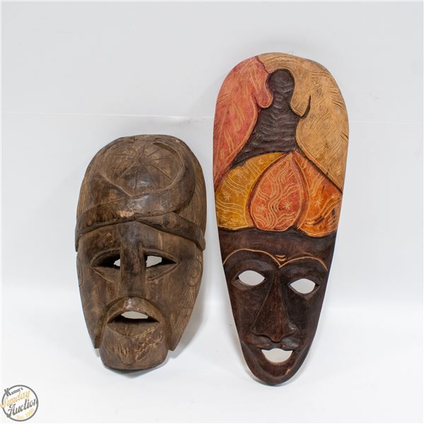 PAIR OF SOLID WOOD HAND CARVED WALL