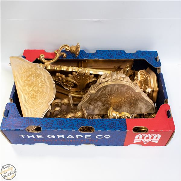 LOT OF HANGING ORNATE LIGHTWEIGHT WALL SHELVES