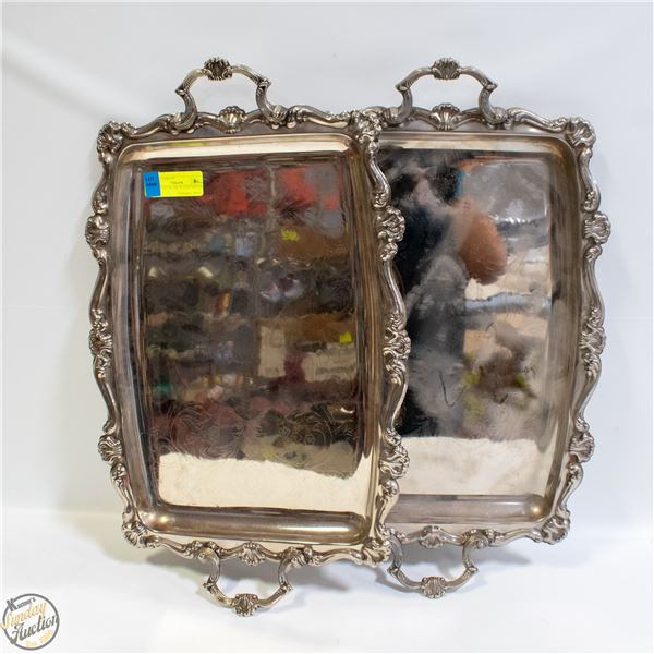 2 VINTAGE SILVER PLATED SERVING TRAY