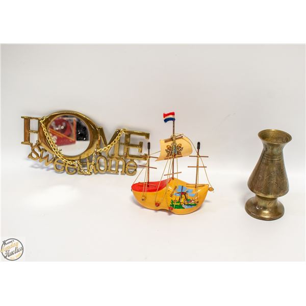 SOLID BRASS HOME SWEET HOME KEY HOOK