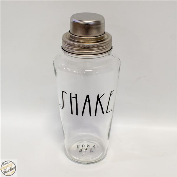 RAE DUNN GLASS SHAKER BOTTLE FULL SIZED