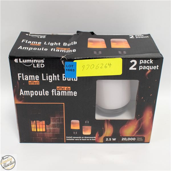 2 PACK OF LUMINUS LED FLAME LIGHT BULBS