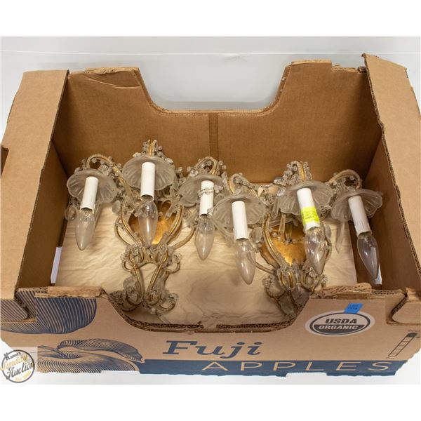 2 VINTAGE WALLMOUNTED CHANDELEIR LIGHTS FOR HOME