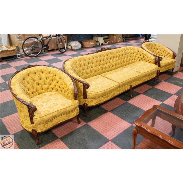 3 PC VINTAGE VICTORIAN STYLE COUCH WITH 2 CHAIRS