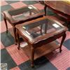 Image 1 : 2 VINTAGE GLASS TOP END TABLES 20"X26"X20"