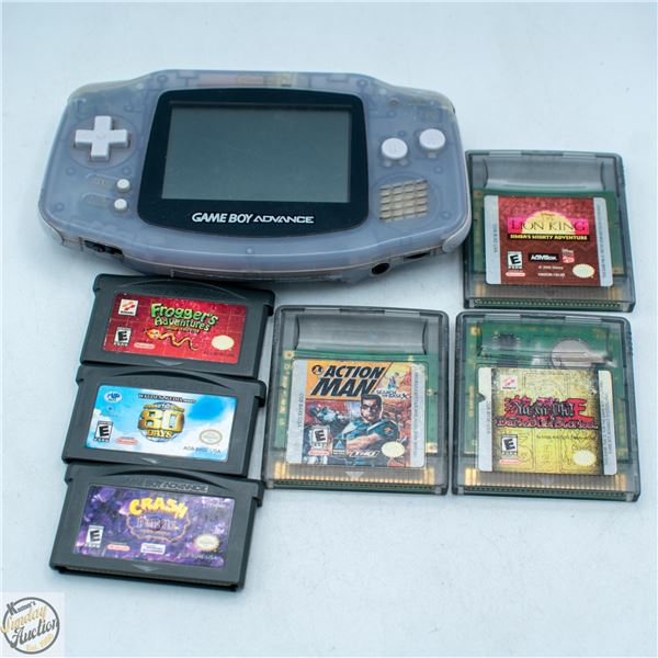GAME BOY ADVANCE CONSOLE WITH 6 GAMES