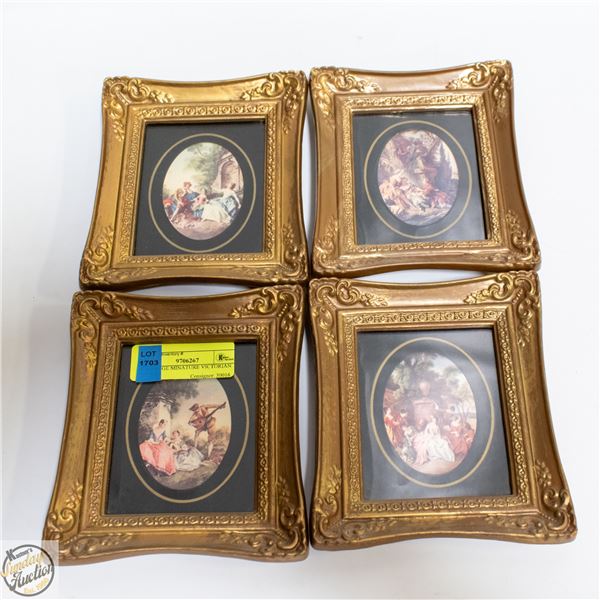 4 VINTAGE MINATURE VICTORIAN PRINTS