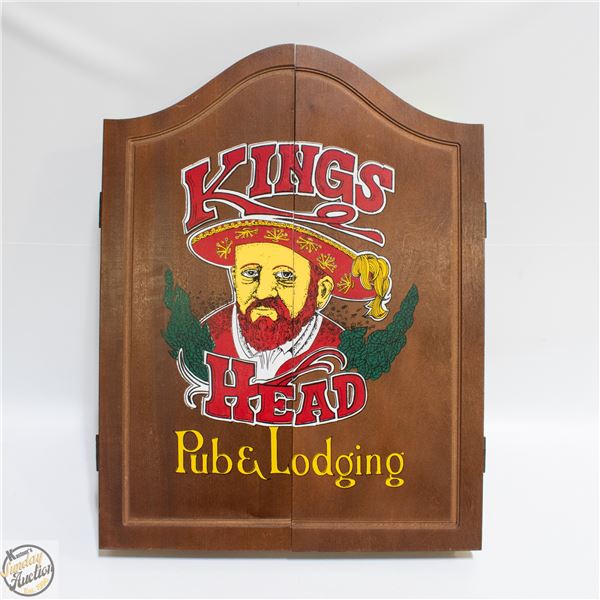 KINGS HEAD PUB & LODGING DART BOARD IN WOOD HANGIN