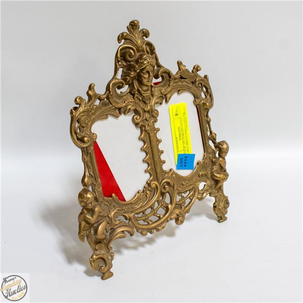 VINTAGE VICTORIAN STYLE DOUBLE BRASS PHOTO FRAME