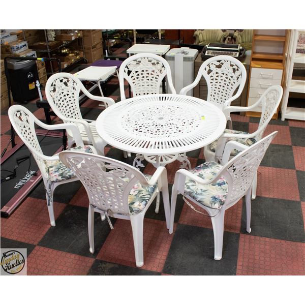 METAL FLORAL OUTDOOR TABLE WITH PATIO CHAIRS