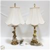 Image 1 : 2 VINTAGE CHERUB LAMPS WITH MARBLE BRASS ACCENTS