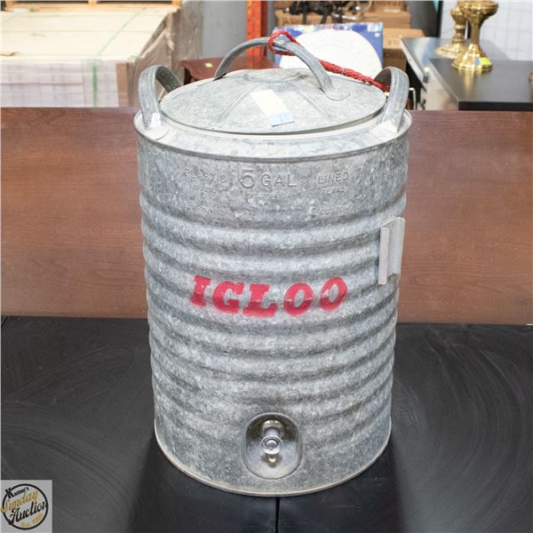 VINTAGE IGLOO COOLER GALVANIZED METAL PERM-A-LINED