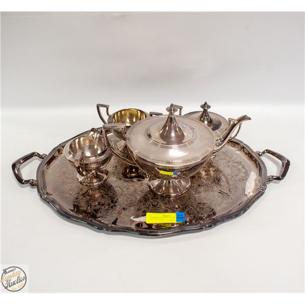 FORBES E.P SILVER TEA SET WITH TRAY MADE IN