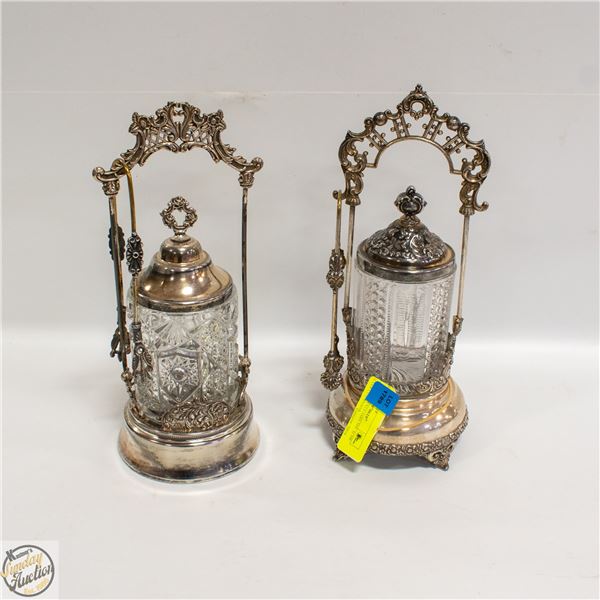 2 VINTAGE PICKLE JARS THE ACME SILVER CO CANADA