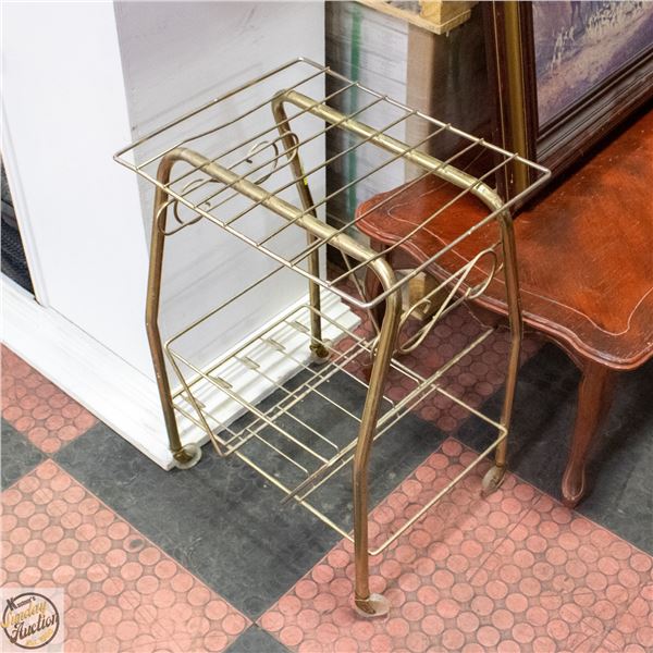 VINTAGE BRASS MAGAZINE RACK