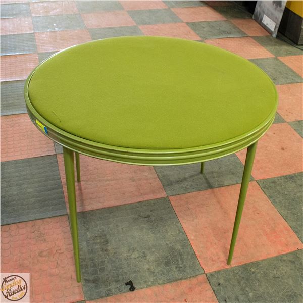 VINTAGE BROWN VINYL CARD TABLE 28"X36"