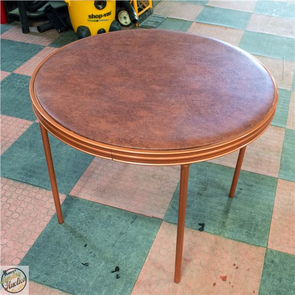 VINTAGE BROWN VINYL CARD TABLE 28"X36"