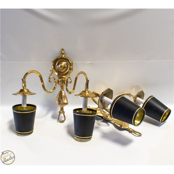 2 VINTAGE BRASS CANDE STYLE WALL SCONCE TO WIRE