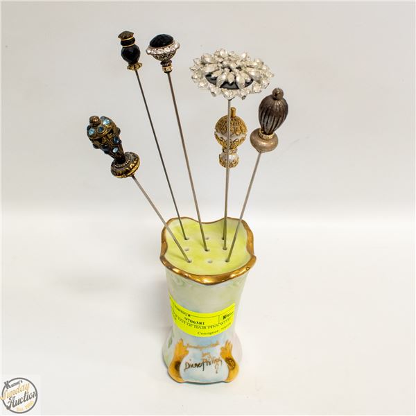 VINTAGE LOT OF HAIR PINS WITH HOLDER