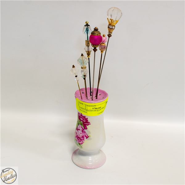 VINTAGE LOT OF HAIR PINS WITH HOLDER