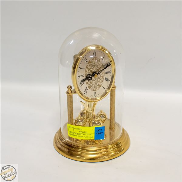 VINTAGE HEIRLOOM WEST GERMANY DOME MANTEL CLOCK