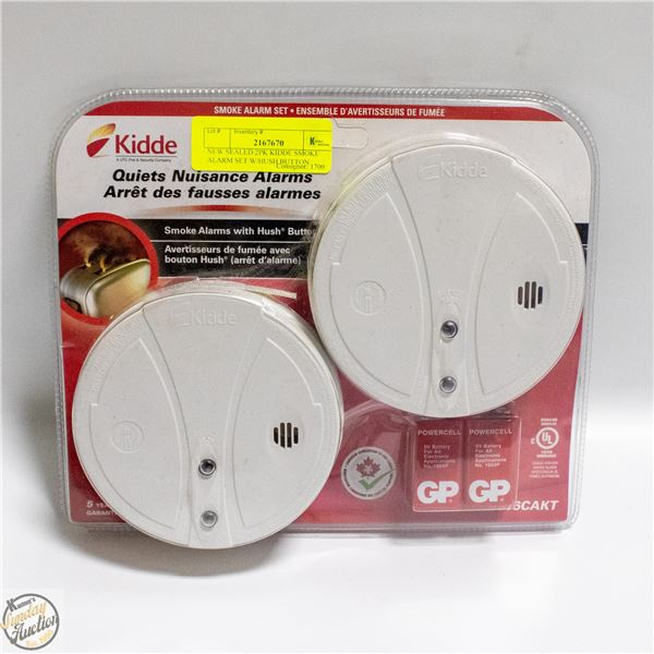 NEW SEALED 2PK KIDDE SMOKE ALARM SET W/HUSH BUTTON