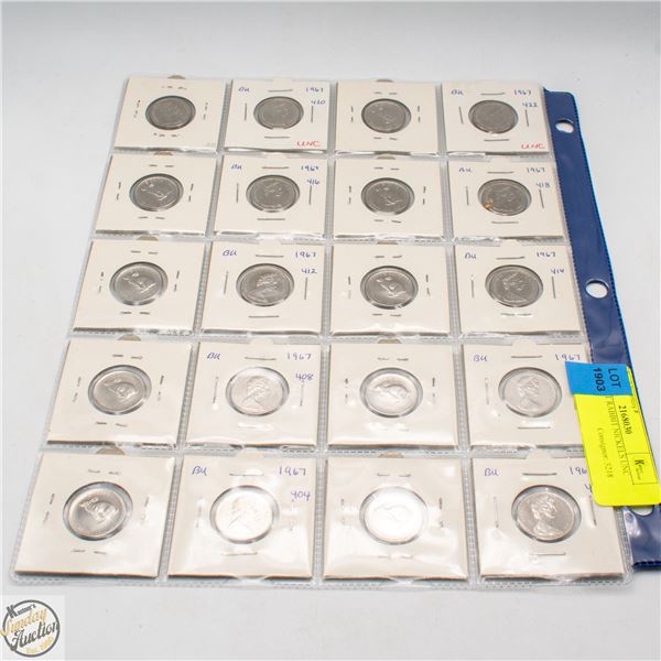 20X 5-CENT RABBIT NICKELS UNC