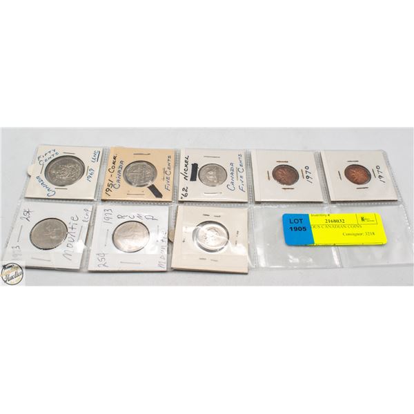 8 VARIOUS CANADIAN COINS