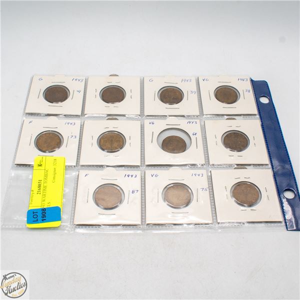 11X 1943 WARTIME TOMBAC NICKELS