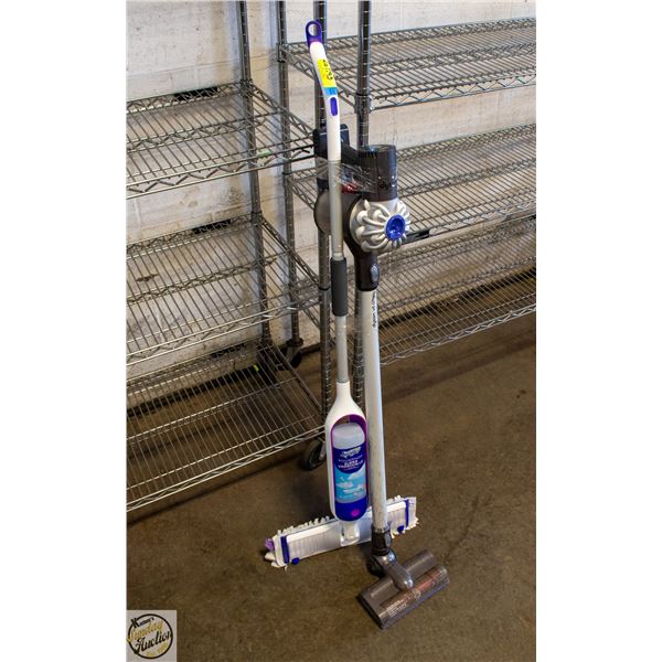DYSON STICK VACUUM WITH NO-NAME BATTERY + SWIFFER