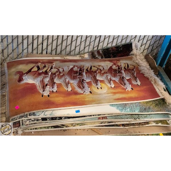 STACK OF 9 ENTRANCE RUGS 19.5" X 40" EACH