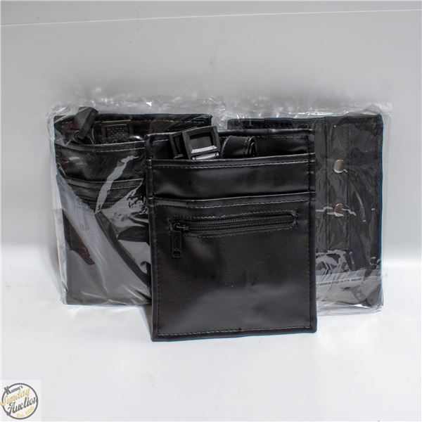 3 LEATHER WAITRESSES/WAITER MONEY POUCHED W/BELTS