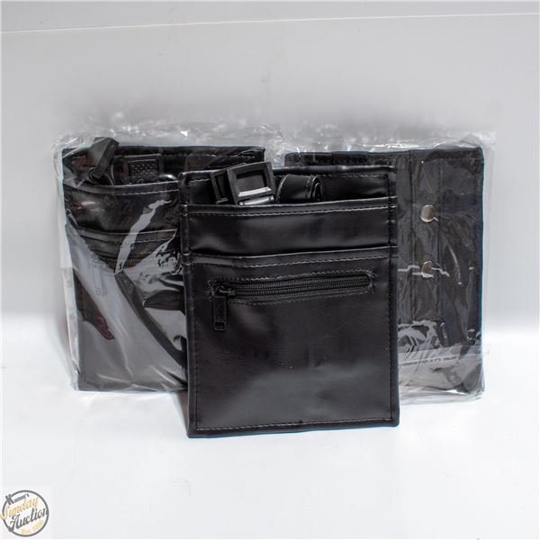 3 LEATHER WAITRESSES/WAITER MONEY POUCHED W/BELTS