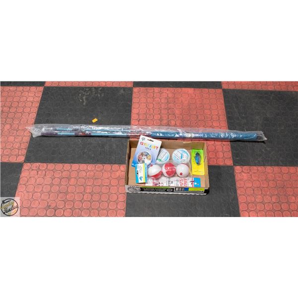 FISHING PACKAGE - ROD, HOOKS, LURE, BOBBERS+LINE