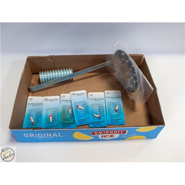 ICE FISHING PACKAGE 6 X DARTER W/PINK GRUB,