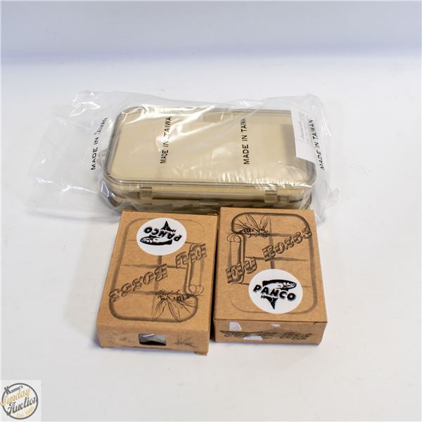 3 X FLY BOXES 2 ALUMINUM POCKET SIZE 1 TWO-SIDED